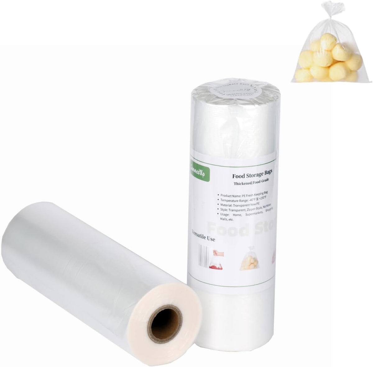 Food Storage Bags 10" x 14" 1 Gallon Clear Plastic Bag Roll Food-grade Plastic Produce Bag roll for lunches, Freezer & Oven-Safe PE bags for Kitchen Use, Fruits, Meat, Sandwich Bags 420/Roll