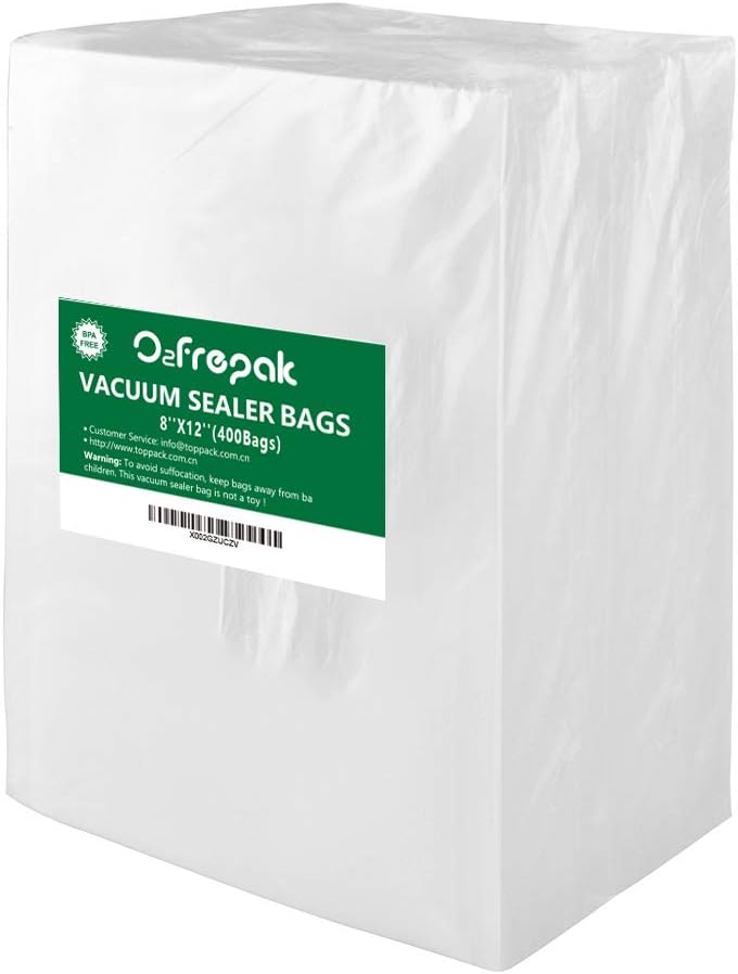 O2frepak Quart 8"x12" Vacuum Sealer Bags 400ct for Food Storage