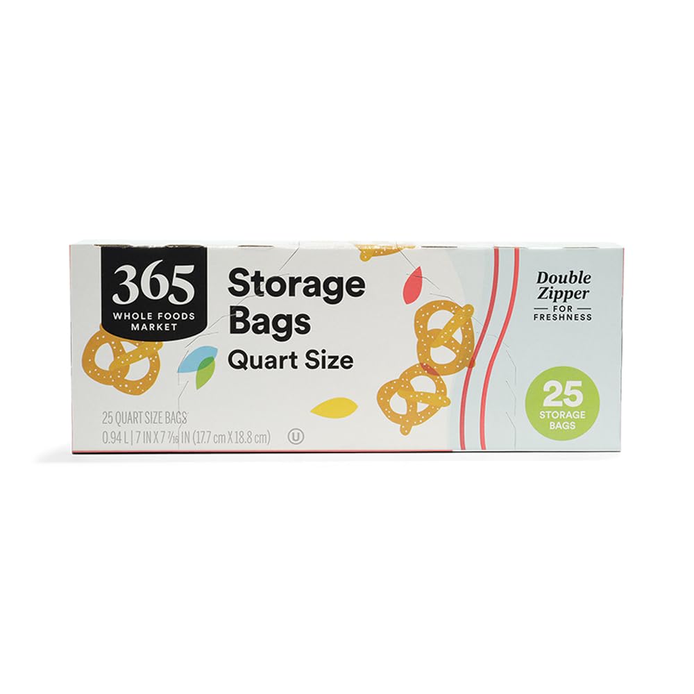 365 by Whole Foods Market, Quart Size Storage Bags, Double Zipper, 25 Count