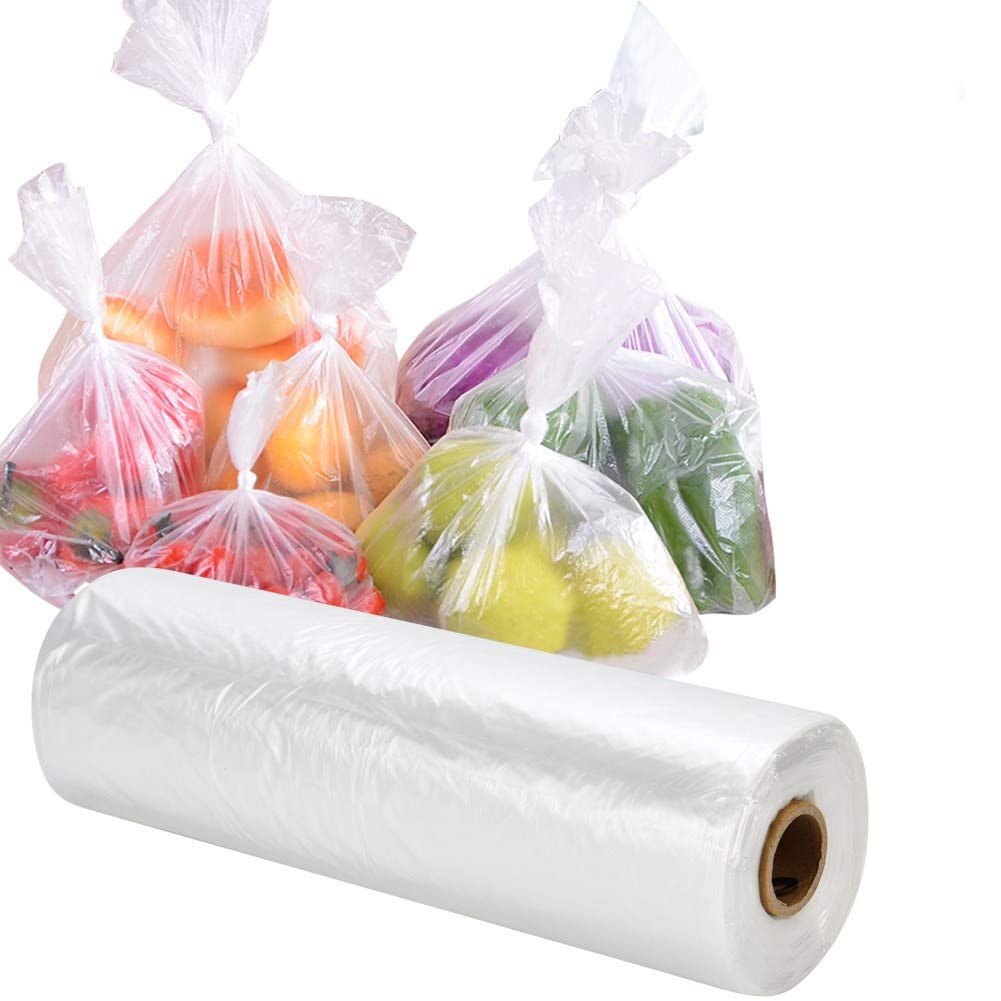 RyhamPaper Food Storage Bags, 1 Roll 16 x 20 Plastic Produce Bag on a Roll Fruits, Vegetable, Bread, Food Storage Clear Bags, 350 Bags