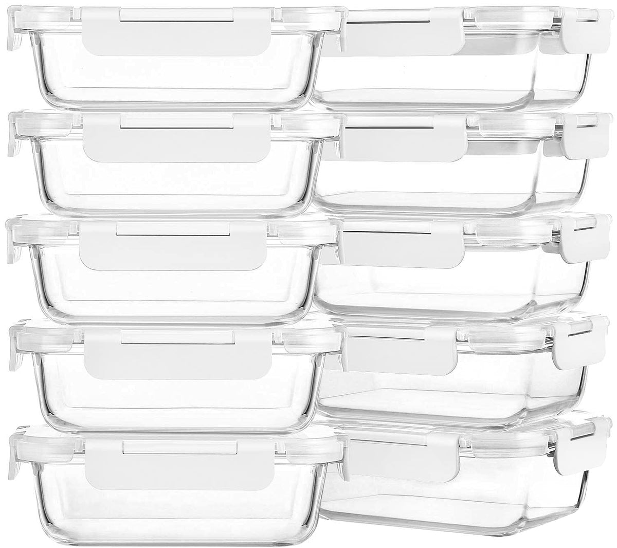 M MCIRCO 10 Pack,22 oz Glass Food Storage Containers with lids, Gray