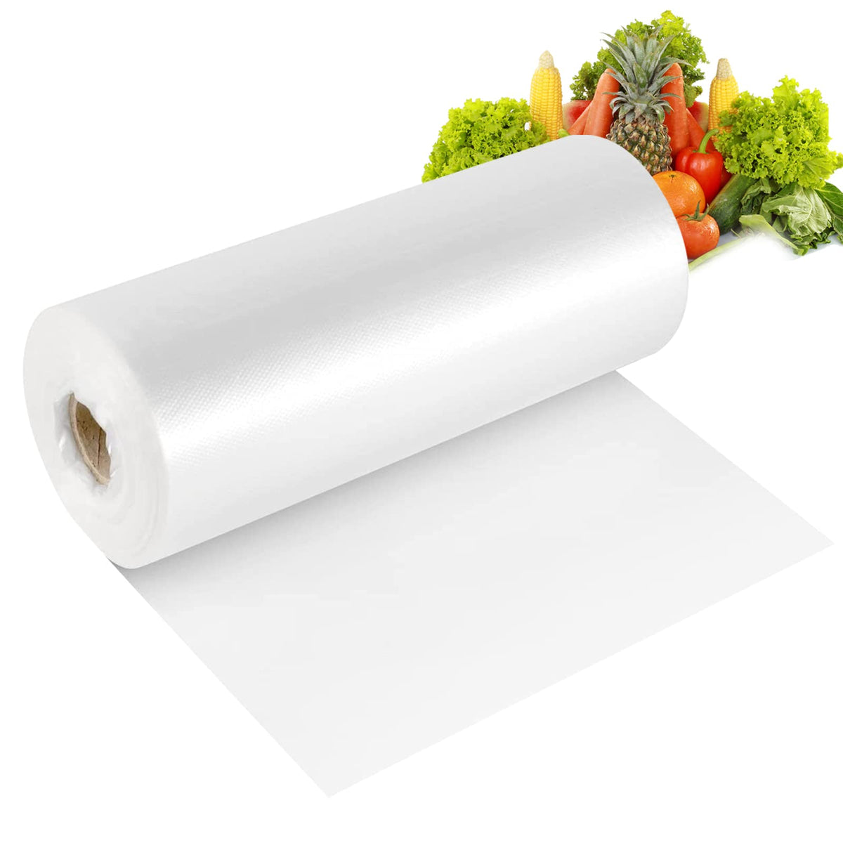 RyhamPaper Food Storage Bags, 1 Roll 16 x 20 Plastic Produce Bag on a Roll Fruits, Vegetable, Bread, Food Storage Clear Bags, 350 Bags