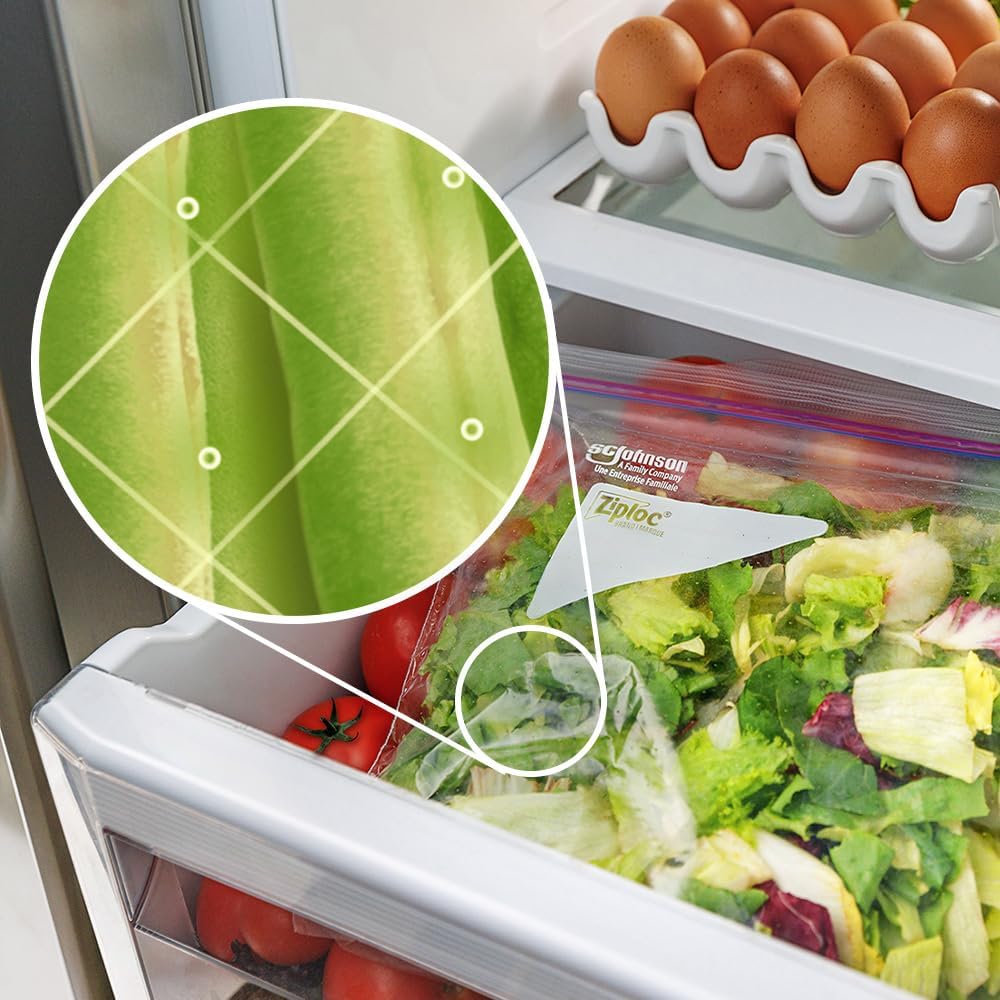 Ziploc Food Storage Produce Bags, Seal Top to Keep and Control Moisture, 50 Bags Total