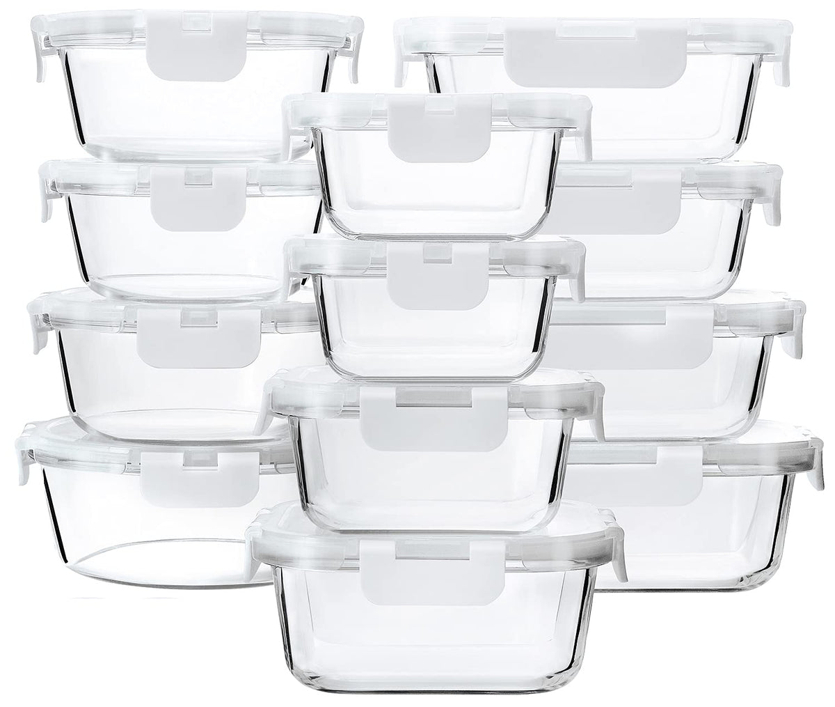 M MCIRCO 24 Piece Glass Food Storage Containers with Lids,Gray