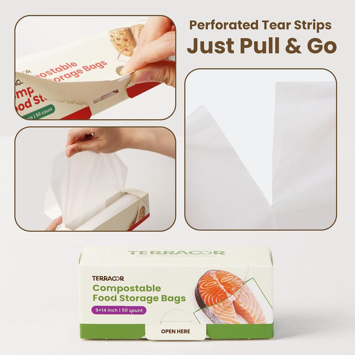 9 * 14''Compostable Food Storage Bags Freezer and Leak Proof for Bread, Dough, Injera, Fruit,Veg