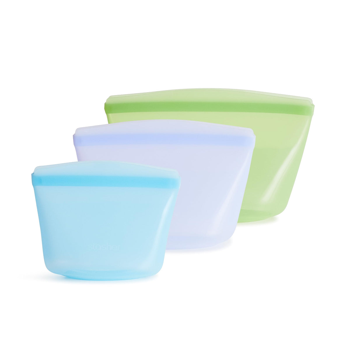 Stasher Premium Reusable Silicone Food Storage Bags, 3-Pack, Clear