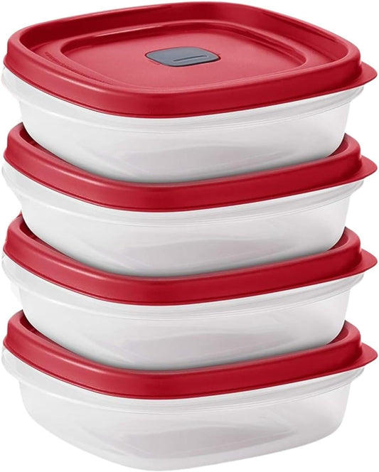 Tribello 16-Piece BPA-Free Plastic Food Storage Set, Red Vented Lids - Microwave, Dishwasher Safe: Perfect for Meal Prep, Leftovers, and Kitchen Organization