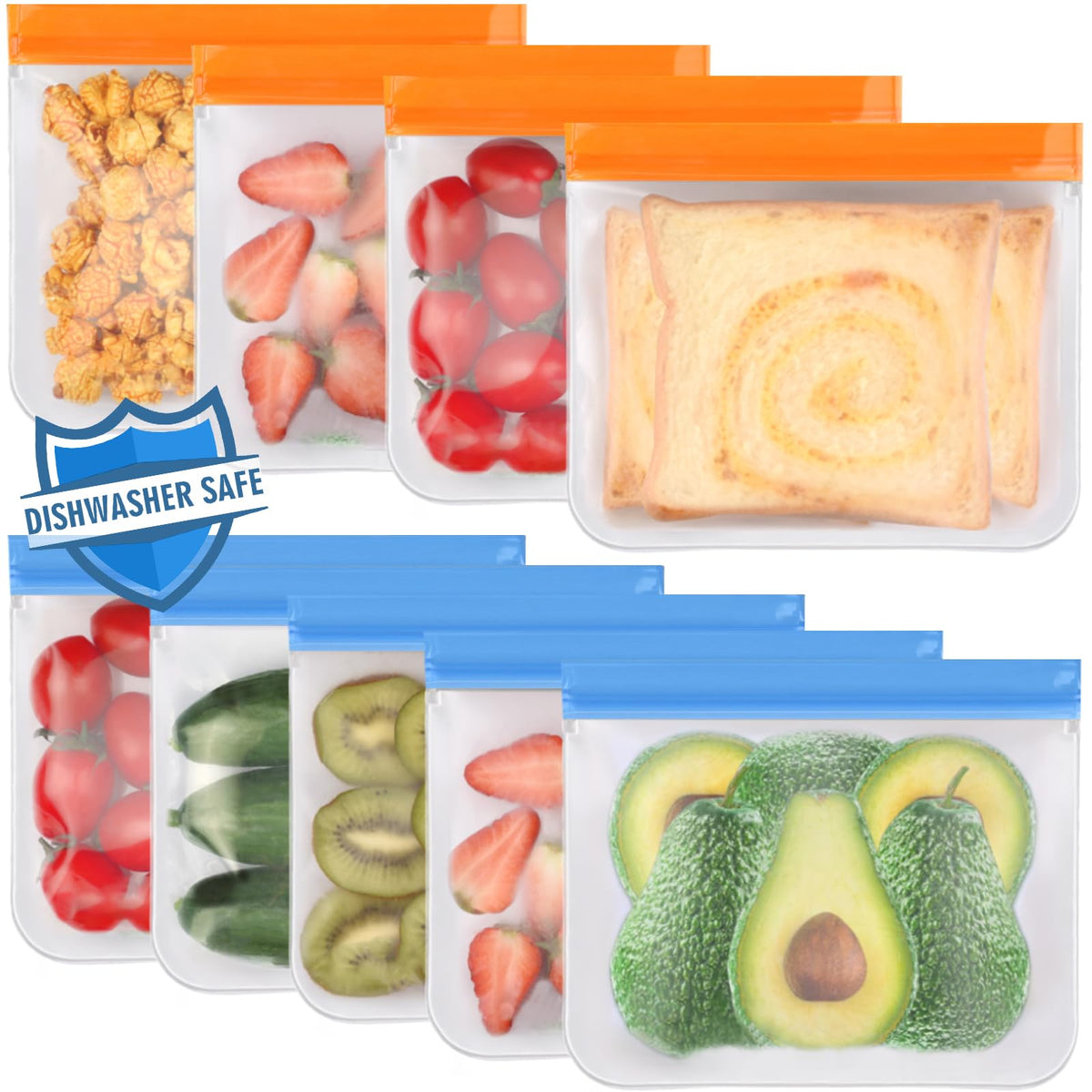 Lerine 6 Pack Reusable Gallon Freezer Bags Dishwasher Safe, BPA Free