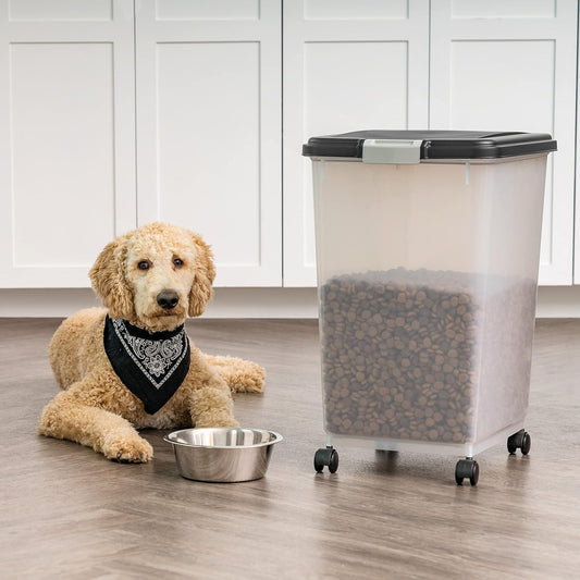 IRIS USA Dog Food Storage Container, Up to 54 lbs, Black, Made in USA