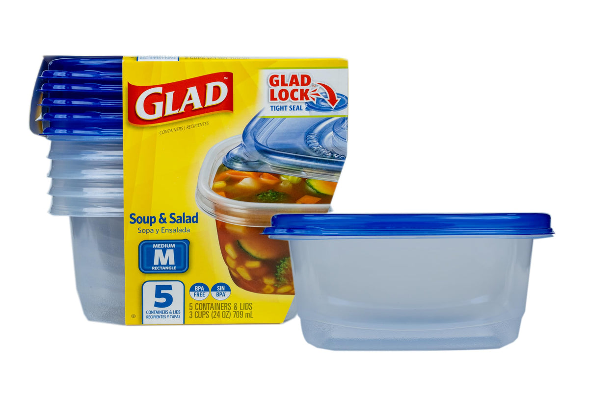 Glad GladWare XL Square Food Storage Containers, 104 Oz, 3 Count