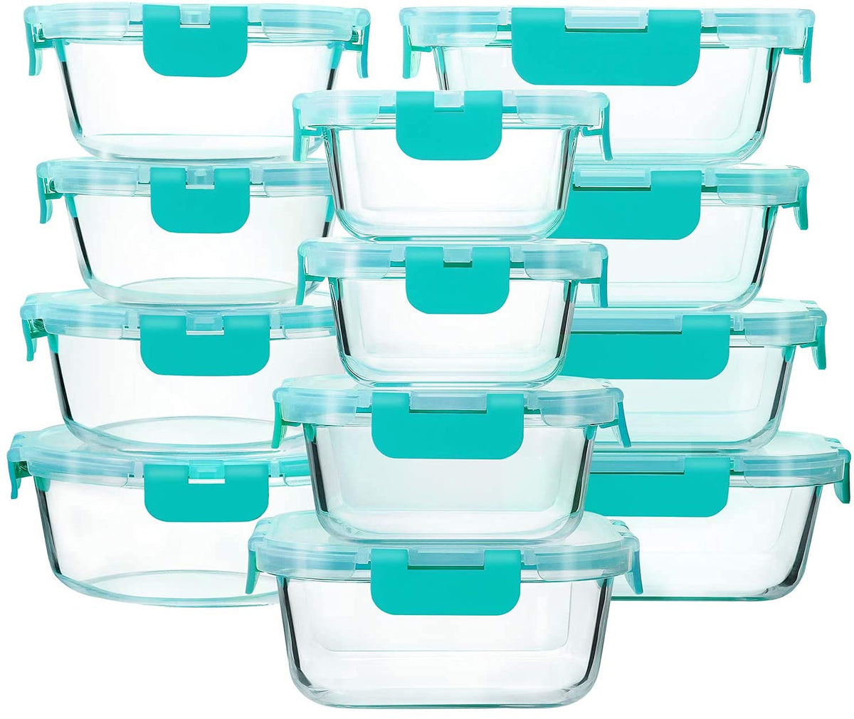 M MCIRCO 24 Piece Glass Food Storage Containers with Lids,Gray