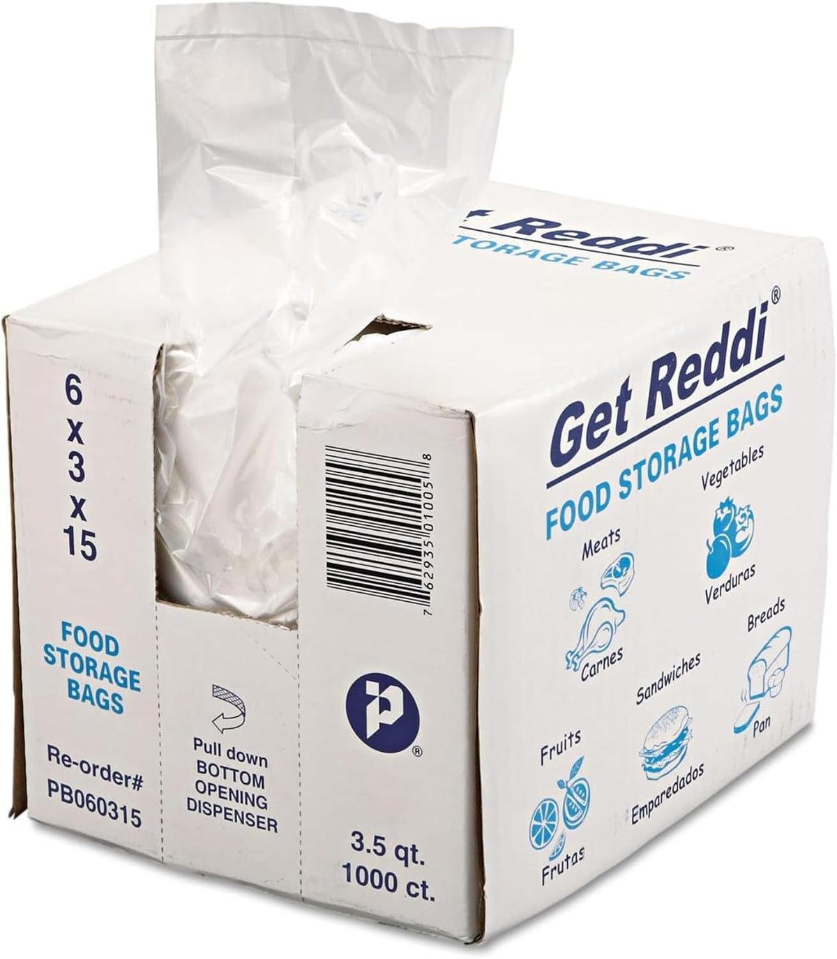 Inteplast PB060315 3.5 qt Capacity, 15" Length x 6" Width x 3" Gusset, Food and Utility Poly Bag (Case of 1,000), Single Use