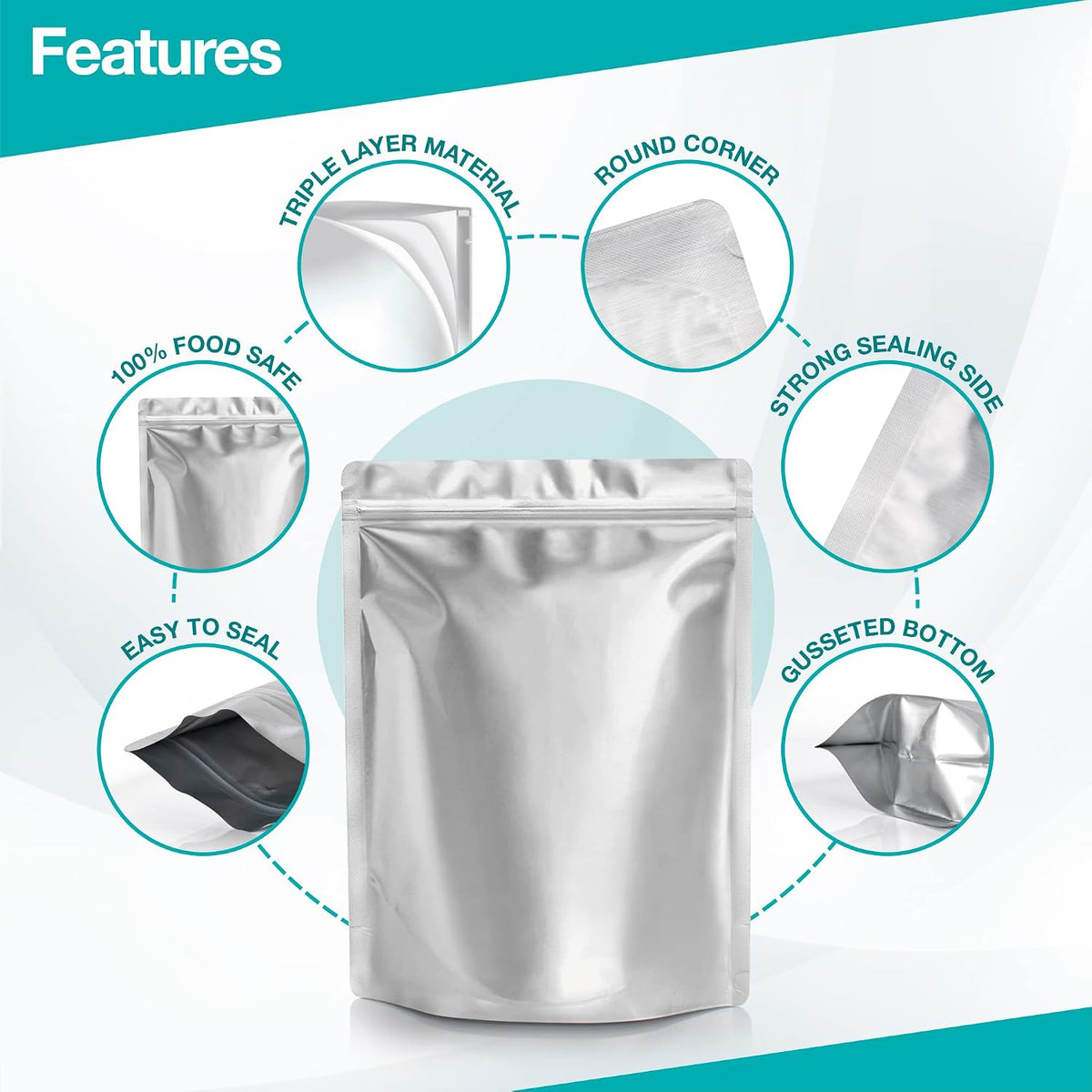 50 PCS 1 Gallon Mylar Bags for Long Term Food Storage