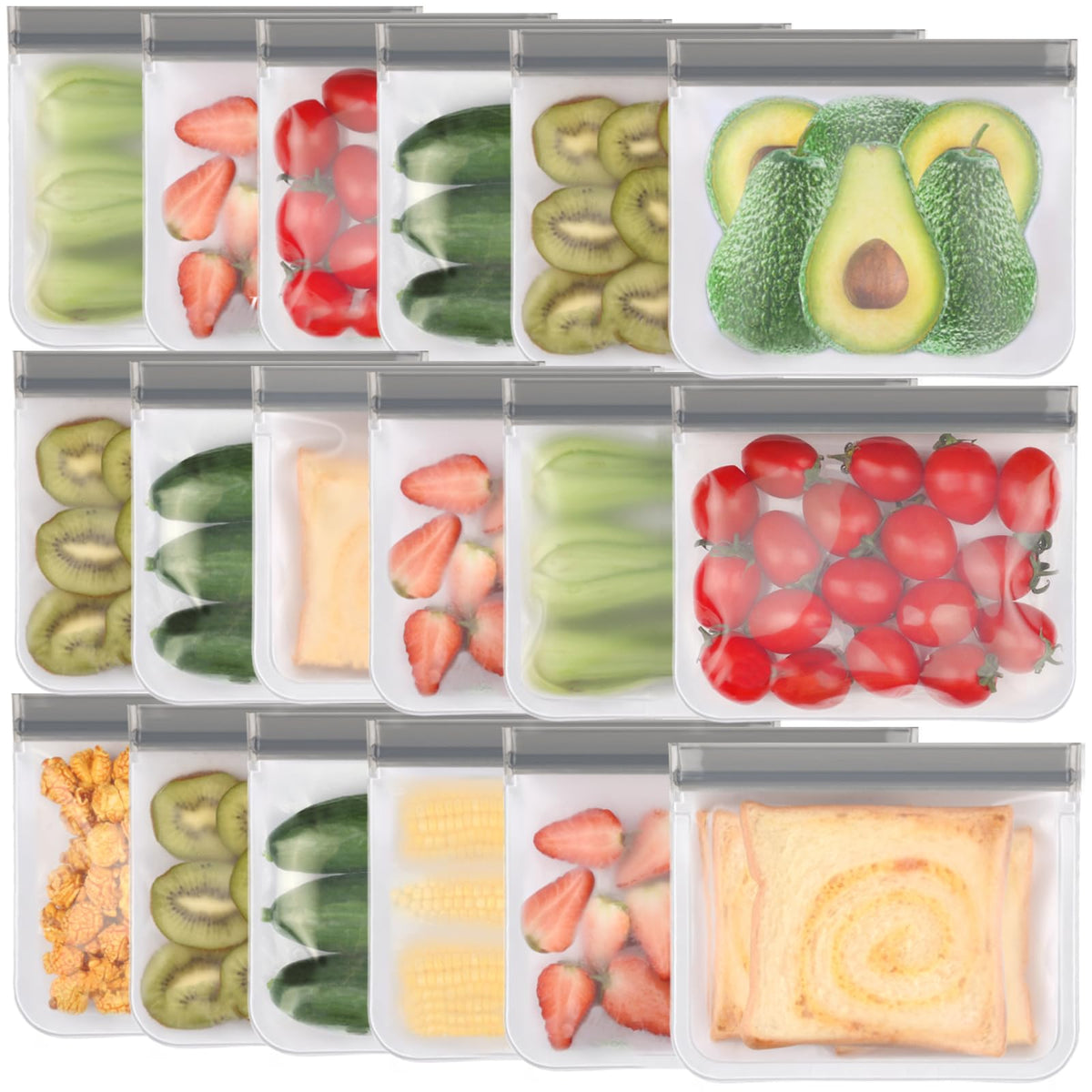 Lerine 6 Pack Reusable Gallon Freezer Bags Dishwasher Safe, BPA Free