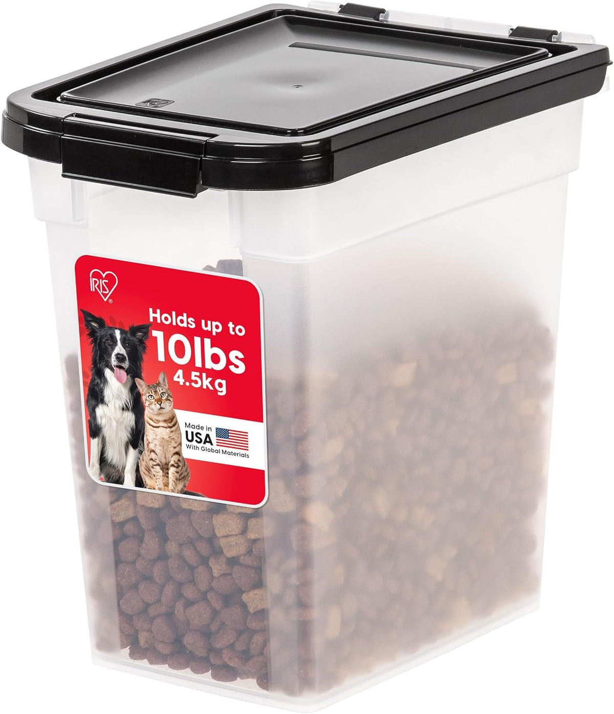 IRIS USA Dog Food Storage Container, Up to 54 lbs, Black, Made in USA