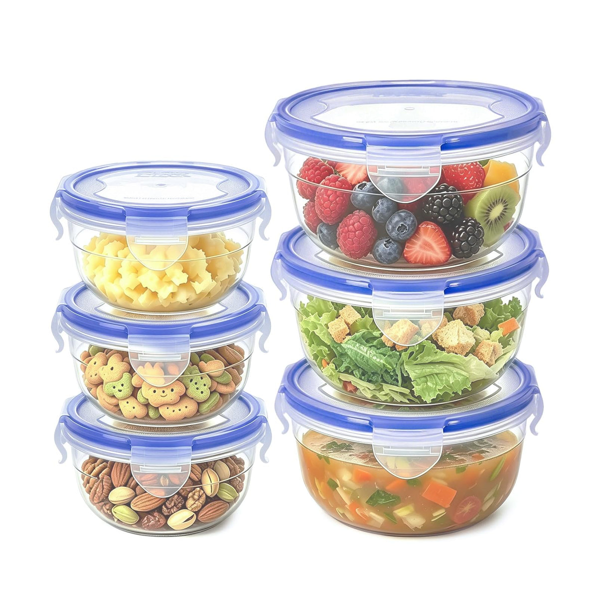 KIGI Food Storage Container Set, Airtight, Stackable, 0.7-8.3 Cup, 8 Pack