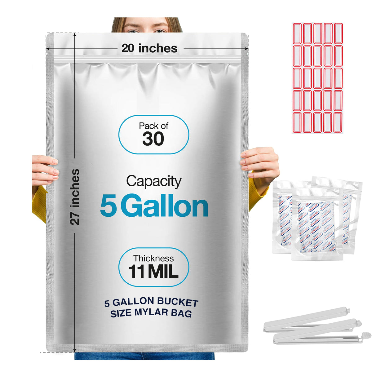 50 PCS 1 Gallon Mylar Bags for Long Term Food Storage