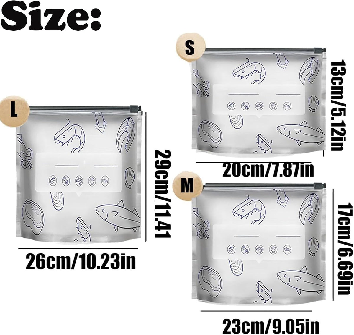 Reusable Aluminum Foil Sealable Storage Bags, 2025 New Resealable Vacuum Zipper Pouches for Food, Stand Up Foil Sealable Bags with Label and Zip Lock for Vegetable Fruit Meat (30PCS, 3 Size)