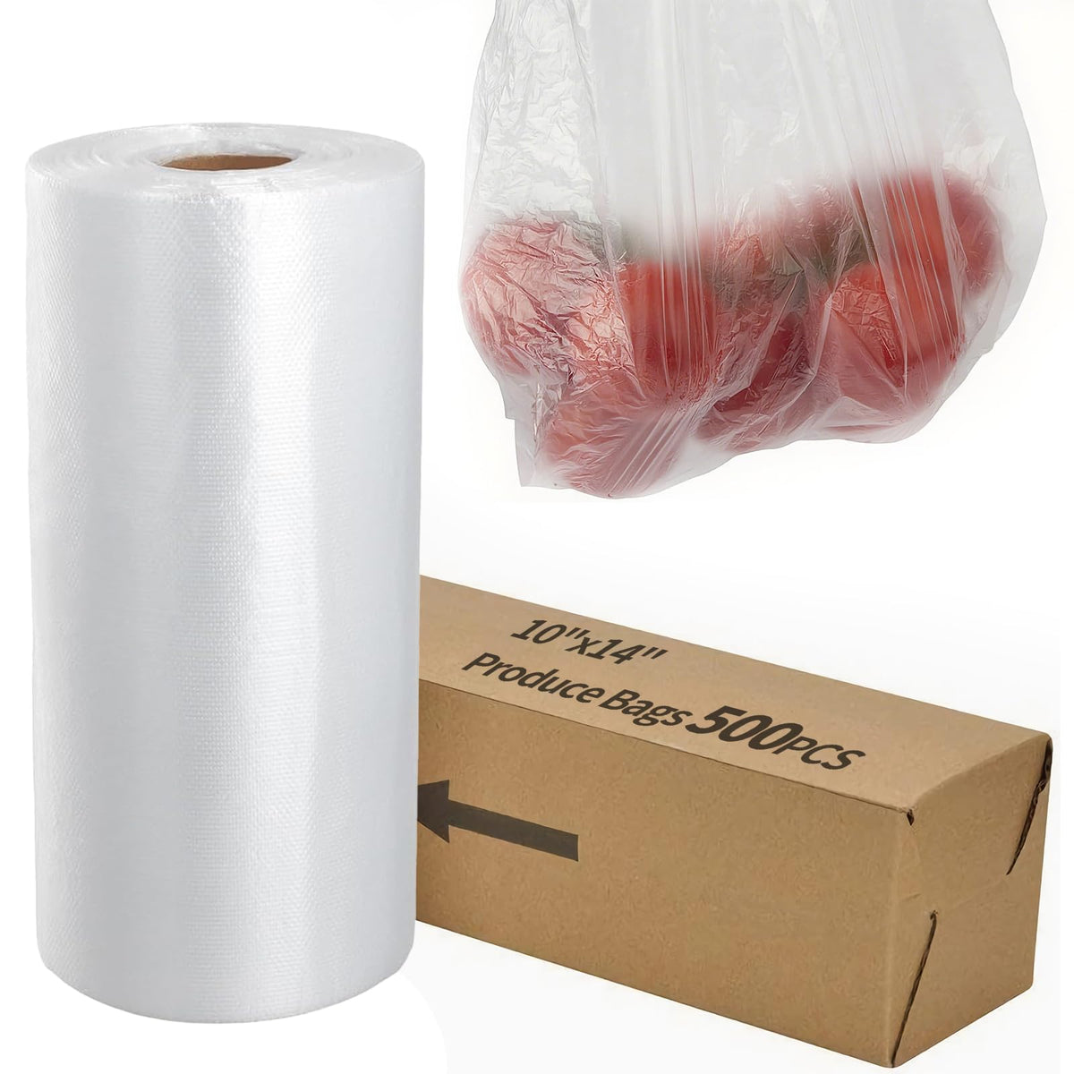 12” x 20” Plastic Produce Bags, Food Storage Bags 350pcs on a Roll