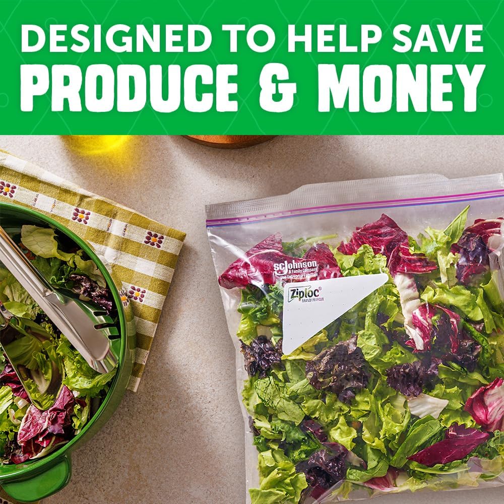 Ziploc Food Storage Produce Bags, Seal Top to Keep and Control Moisture, 50 Bags Total