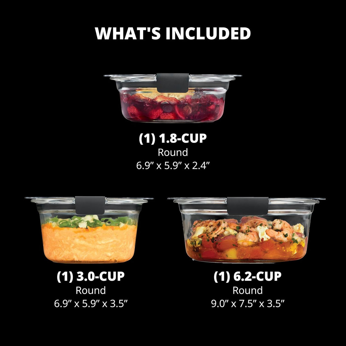Rubbermaid Brilliance® Glass Round Leak-Proof 6-Piece Set Food Storage Containers, Food Containers with Lids, Meal Prep Containers