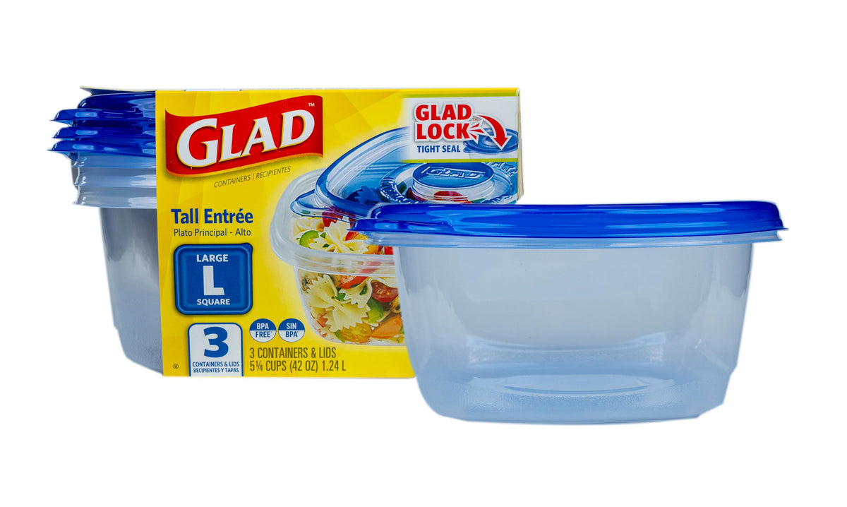 Glad GladWare XL Square Food Storage Containers, 104 Oz, 3 Count