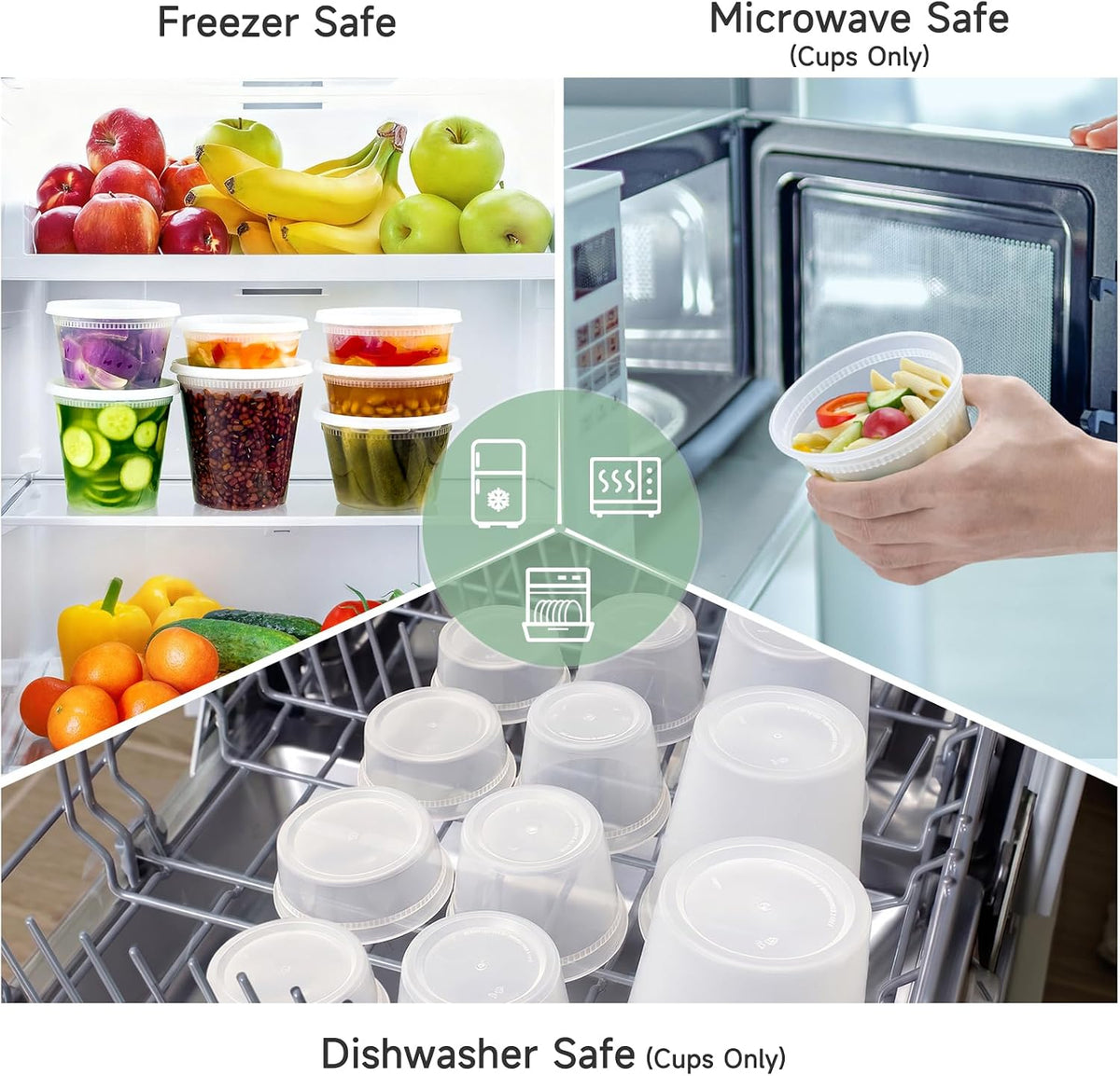 Dealusy 60 Set Deli Containers with Lids, 32/16/8 oz X 20 Set Each