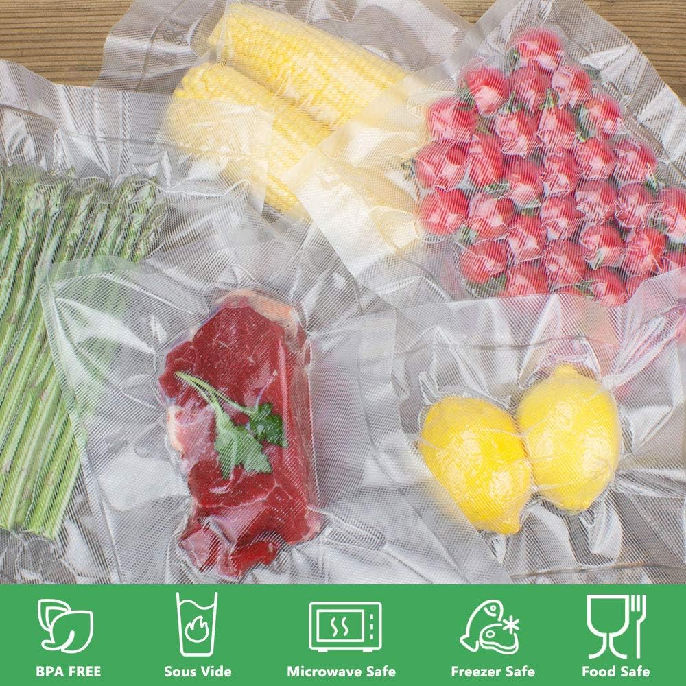 Vacuum Sealer Bags Rolls Compatible with FoodSaver 4-Pack 11" x 25' Vacuum Seal Rolls Fit Inside Machine Double-Side Embossed BPA-Free Bags for Sous Vide or Food Storage (Total 100 Feet)