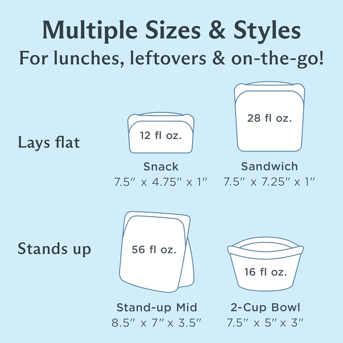 Stasher Premium Reusable Silicone Storage Bags, 4-Pack Starter Kit, Clear
