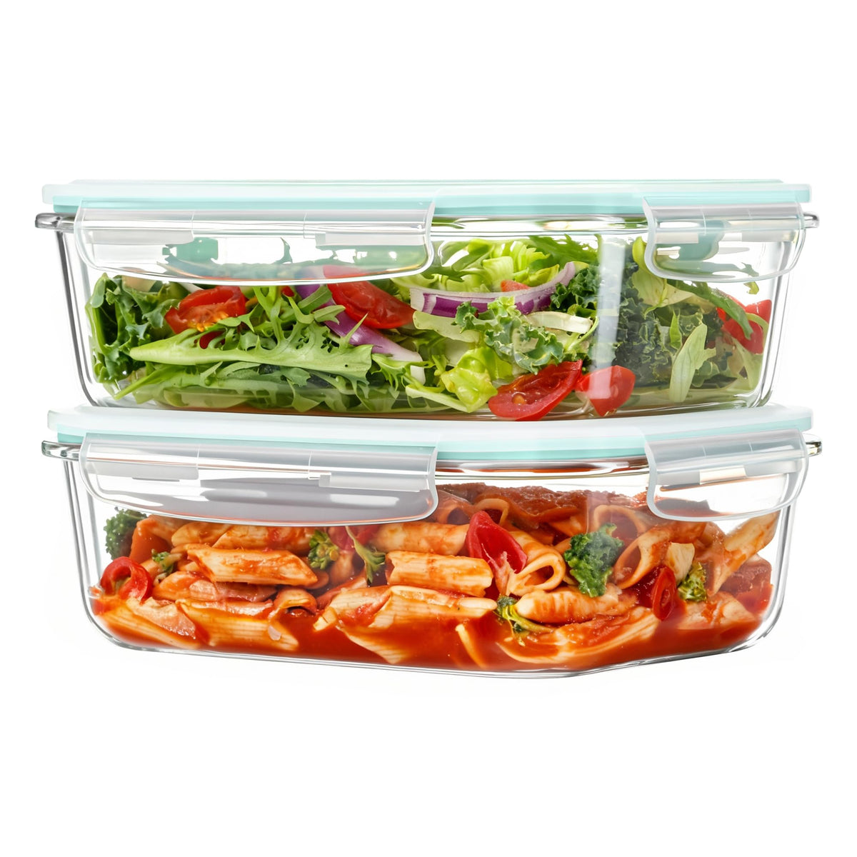 Vtopmart 2Pack 1860ml/63oz Large Glass Storage Containers With Lids, Grey