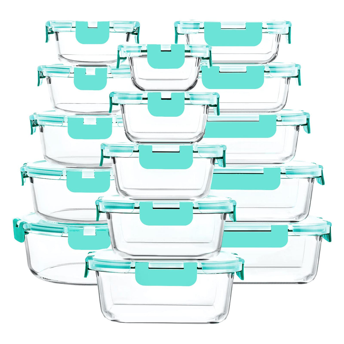 M MCIRCO 30 Piece Extra Large Glass Food Storage Containers with Lids,Gray