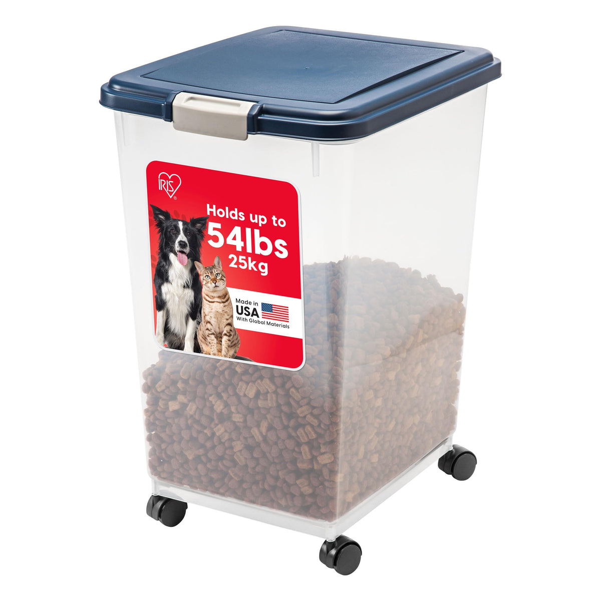 IRIS USA Dog Food Storage Container, Up to 54 lbs, Black, Made in USA