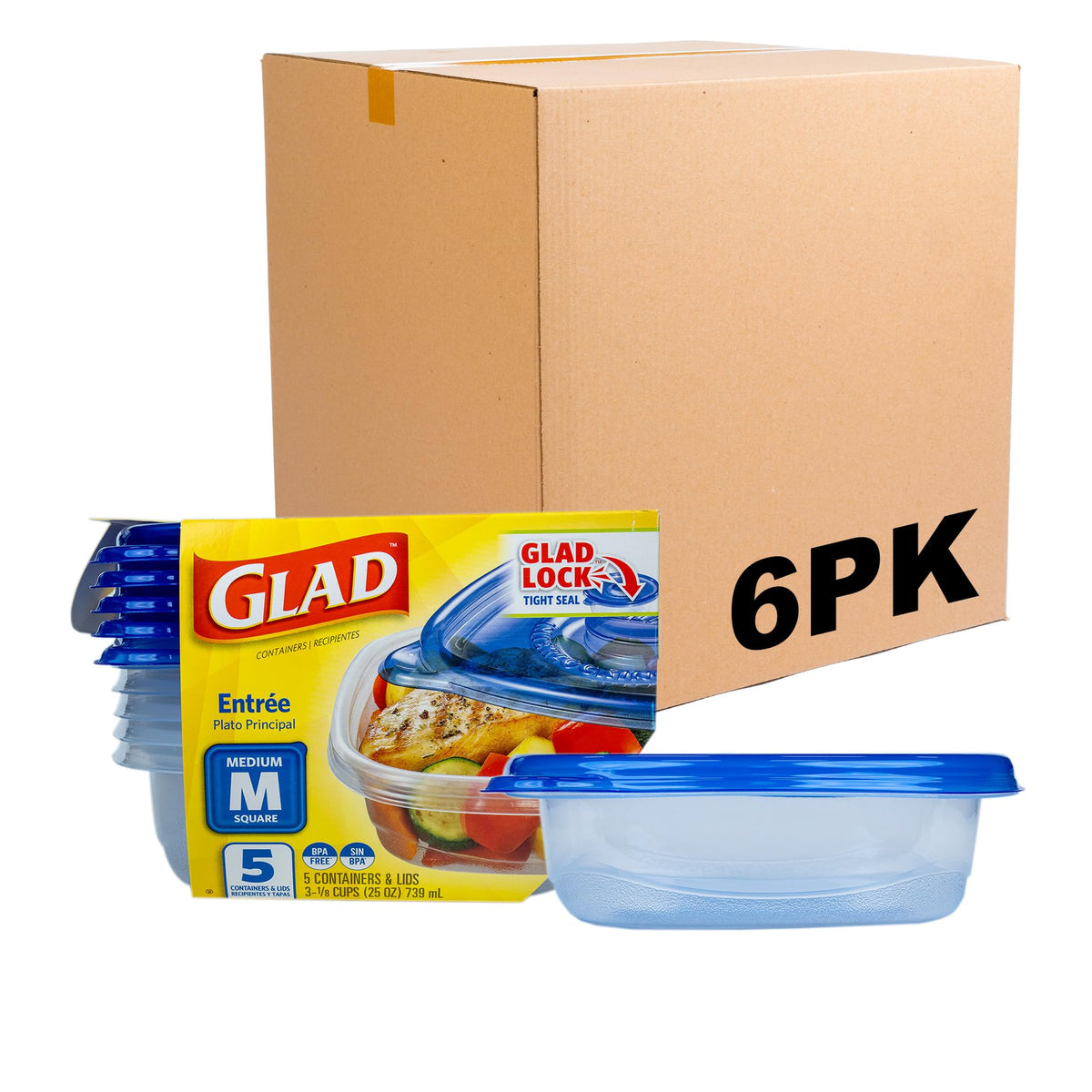 Glad GladWare XL Square Food Storage Containers, 104 Oz, 3 Count