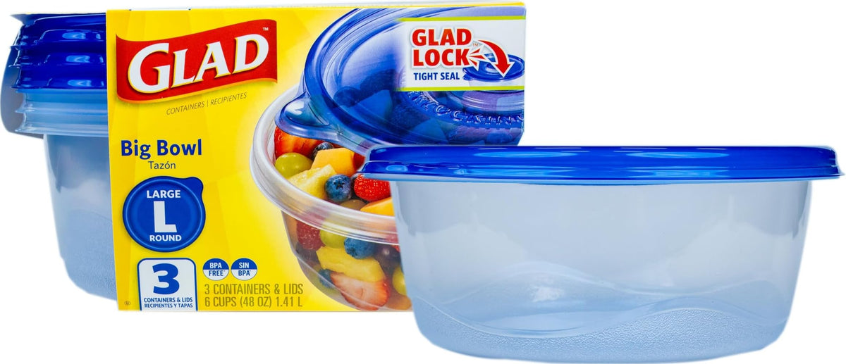 Glad GladWare XL Square Food Storage Containers, 104 Oz, 3 Count