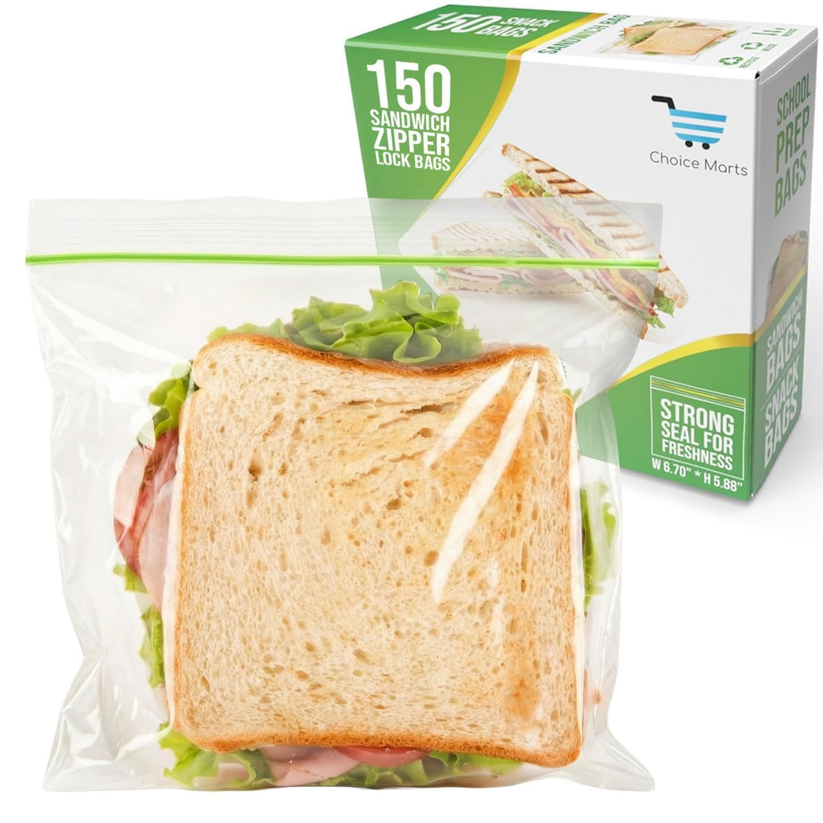 Baggies Variety Size Pack - 200 pcs, Leak Proof Freezer Bags
