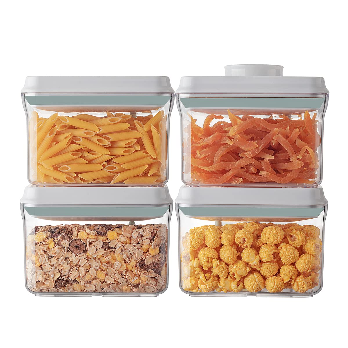 Ankou Airtight Food Storage Container with Pop Lid & 130ml Scoop, 4L/4.2qt *2 BPA-Free Cereal, Rice, Flour, Pasta & Snack Container, Stackable & Durable,Kitchen Pantry Organizer