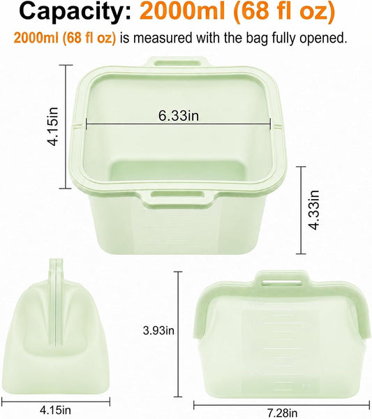 3 Pack Magnetic Seal Reusable Silicone Food Storage Bags, 68 fl oz, NUZEAK
