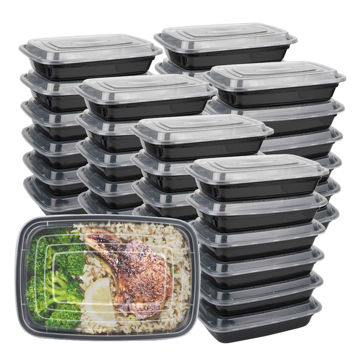 50-Pack Meal Prep Containers, Single Compartment with lids, 26 OZ.