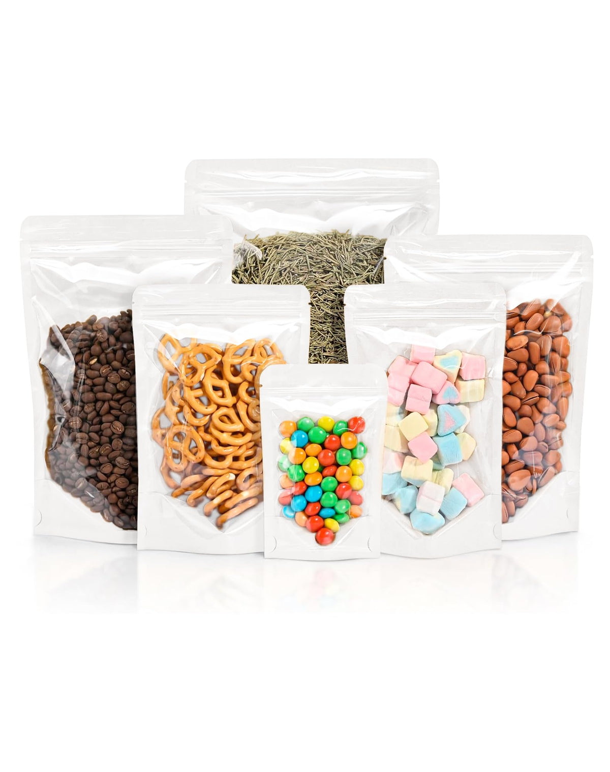 FireKylin 100 Pcs Resealable Bags, Clear Front Pouches, Brown, 3.5" x 5.5"