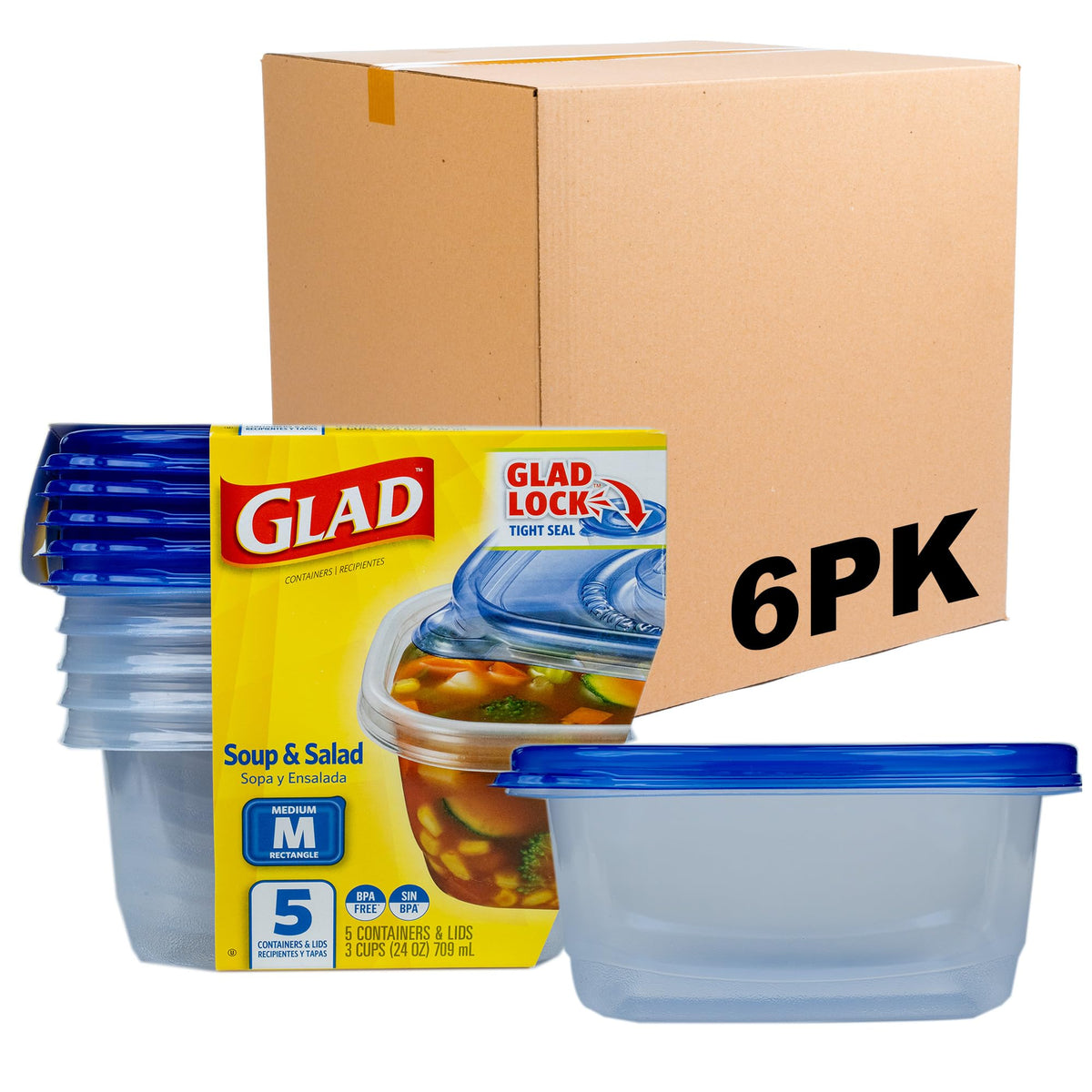 Glad GladWare XL Square Food Storage Containers, 104 Oz, 3 Count