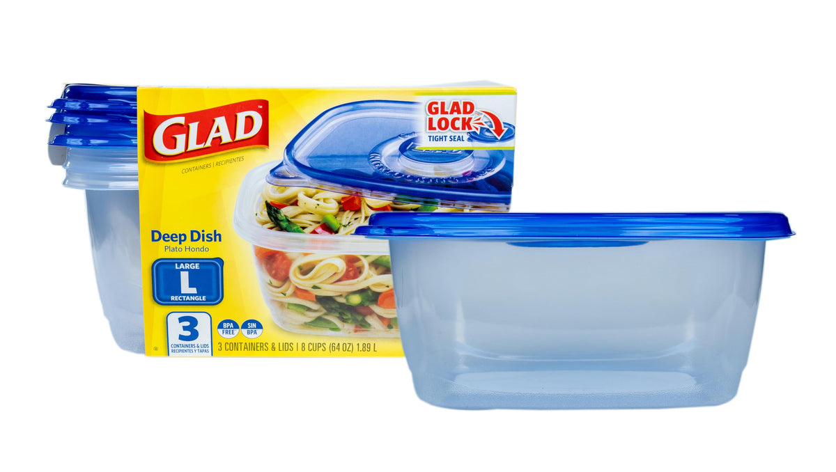Glad GladWare XL Square Food Storage Containers, 104 Oz, 3 Count