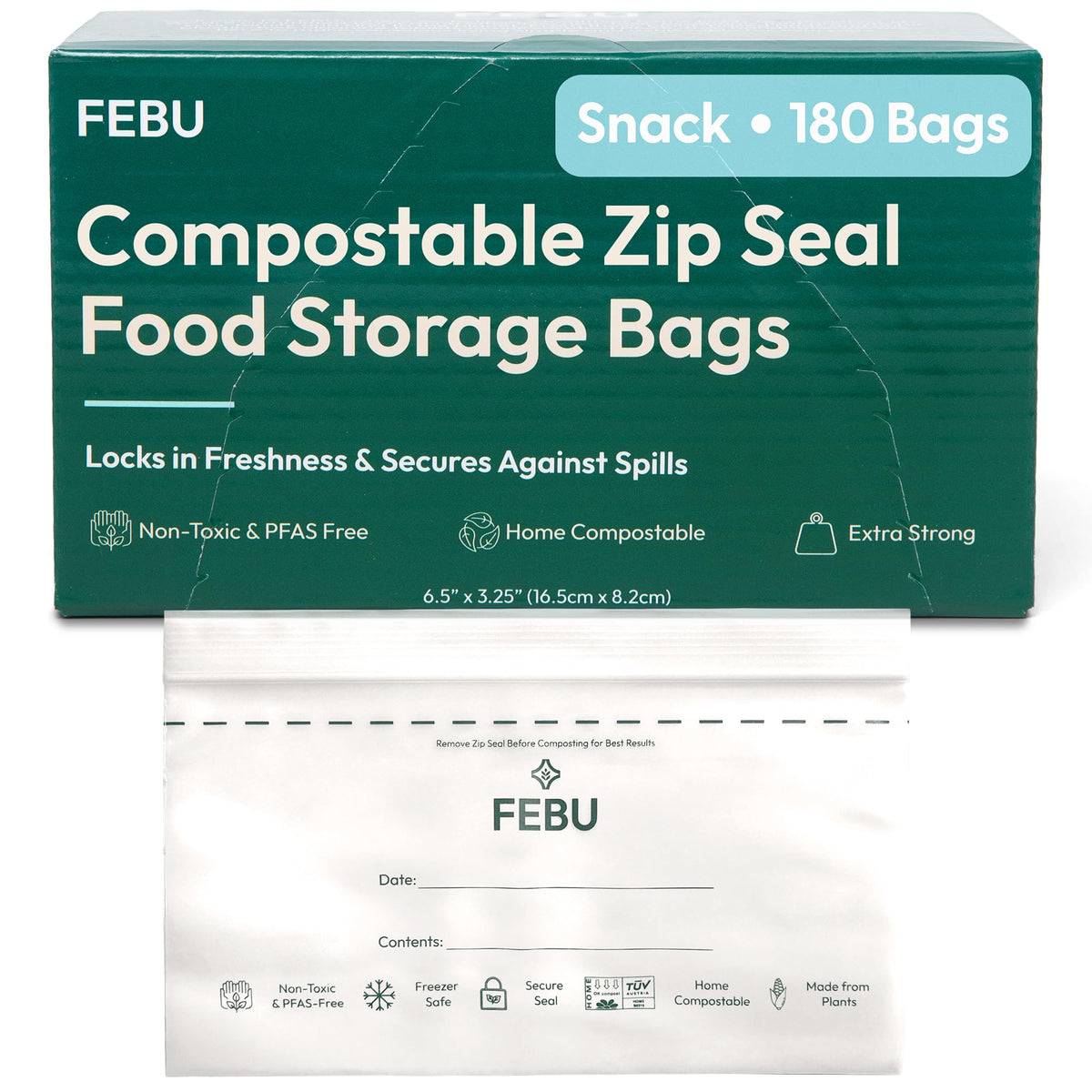 FEBU Compostable Food Storage Bags Variety Pack, 260 Count