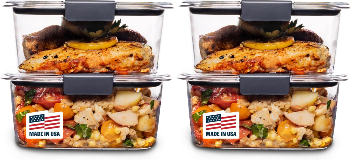 Rubbermaid Brilliance BPA-Free Food Storage Containers, Medium Deep, 4.7 Cup, 2-Pack, Airtight & Leak-Proof, Microwave & Dishwasher Safe