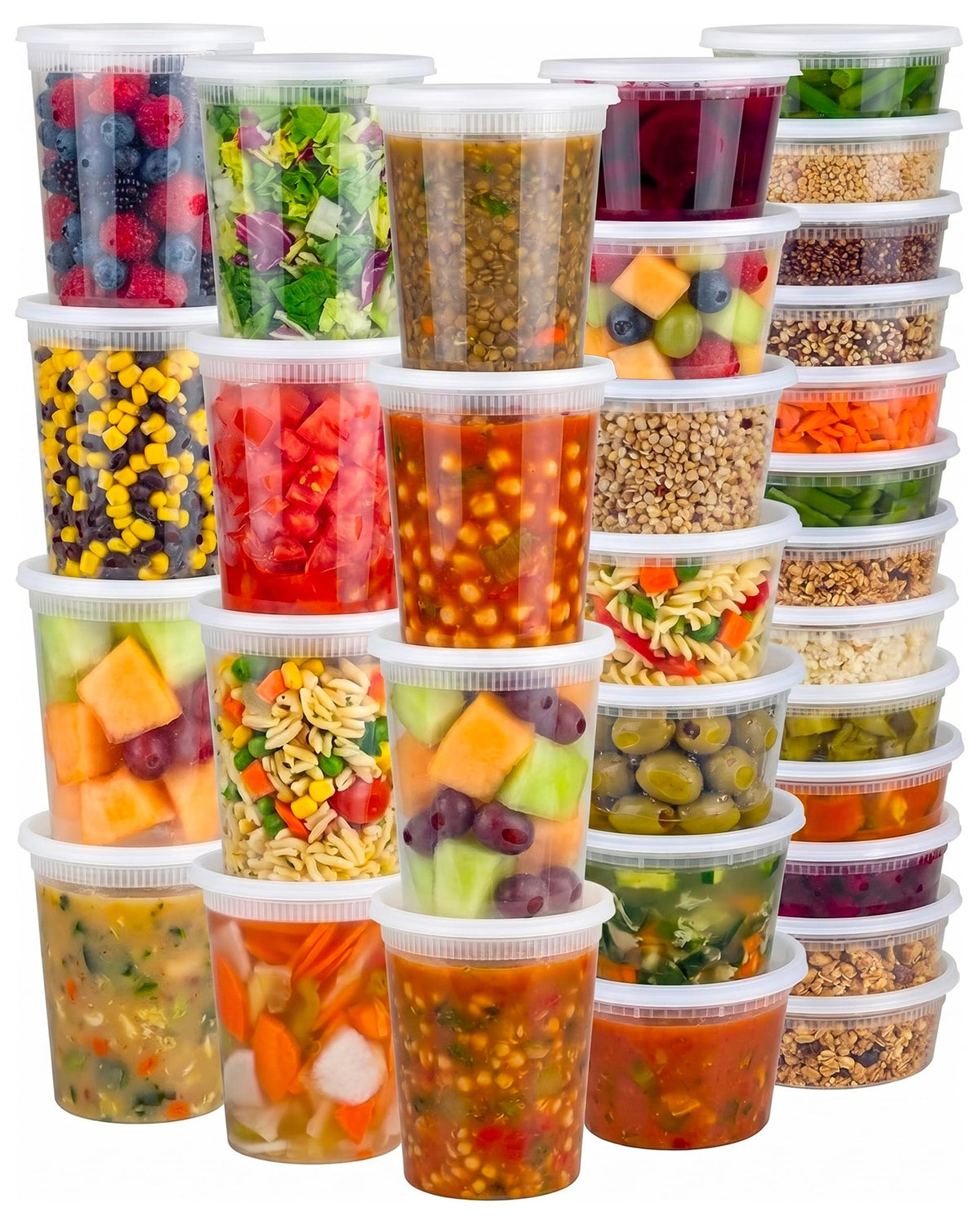 48 Sets Plastic Food Storage Deli Containers w/ Lids 16oz Pint & 32oz Quart