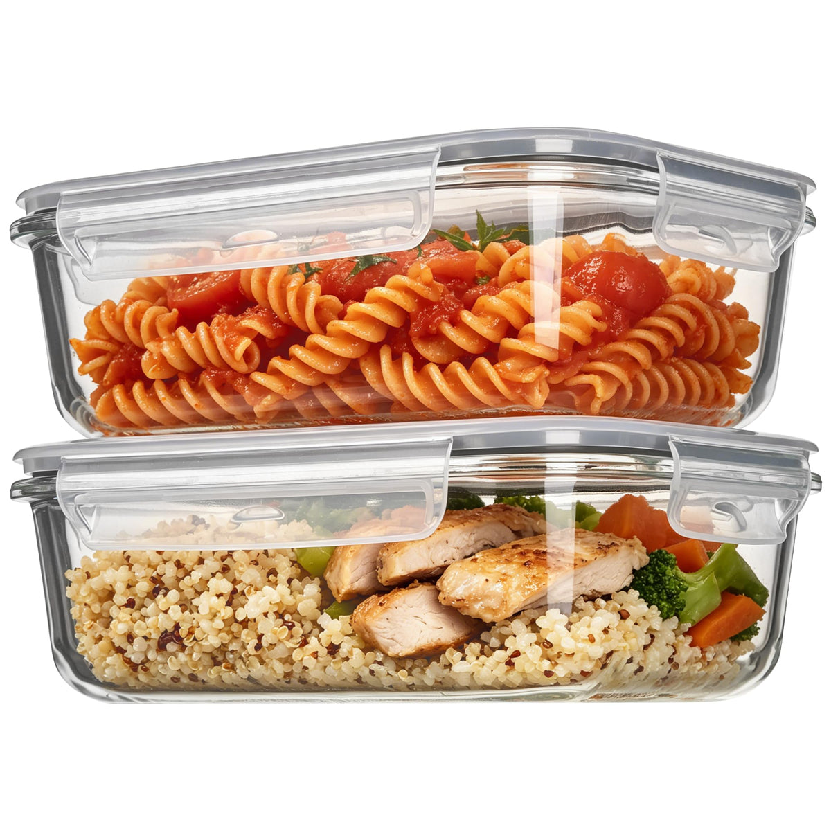 Vtopmart 2Pack 1860ml/63oz Large Glass Storage Containers With Lids, Grey