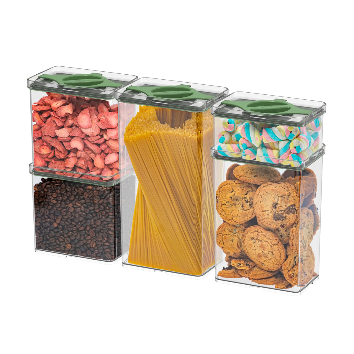 Airtight Pantry Storage Container 5 PC Set Twist-Lock Lid, Sand