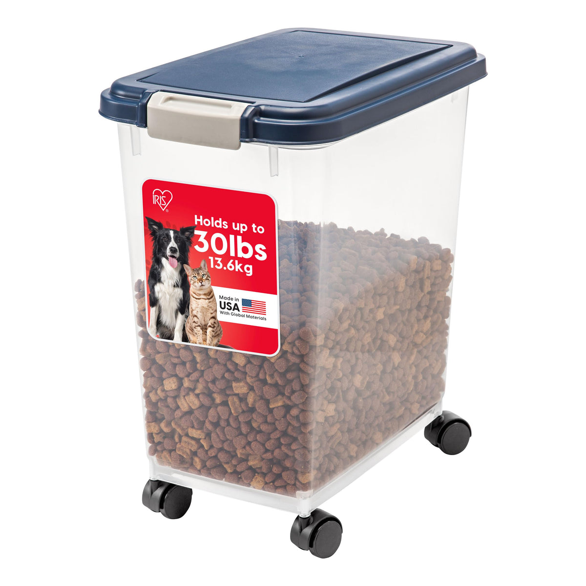 IRIS USA Dog Food Storage Container, Up to 54 lbs, Black, Made in USA