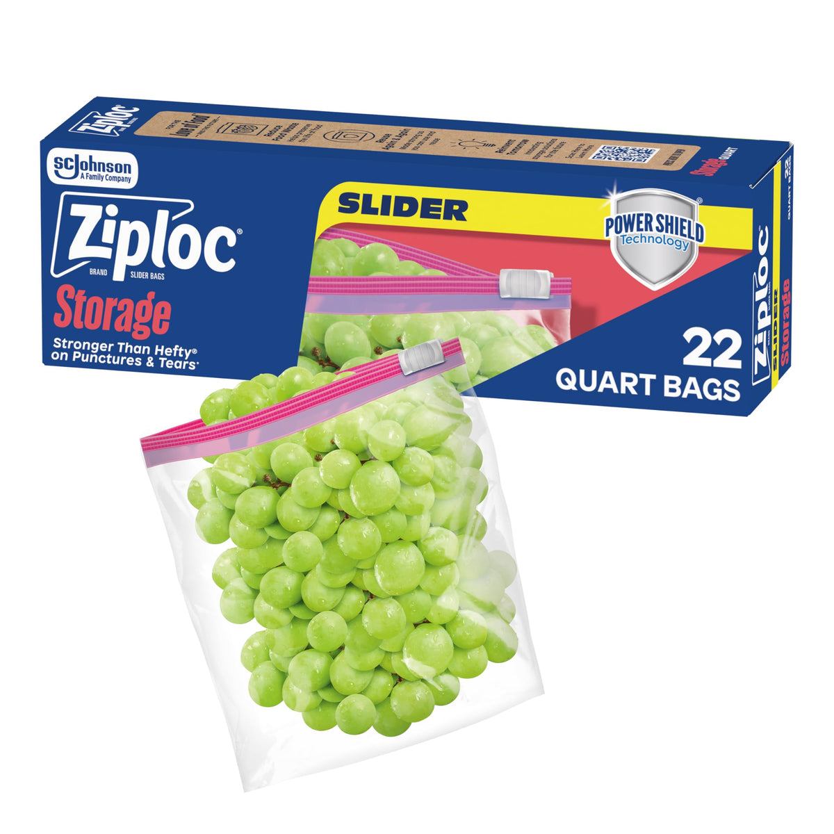 Ziploc Quart Food Storage Slider Bags, 42 Count
