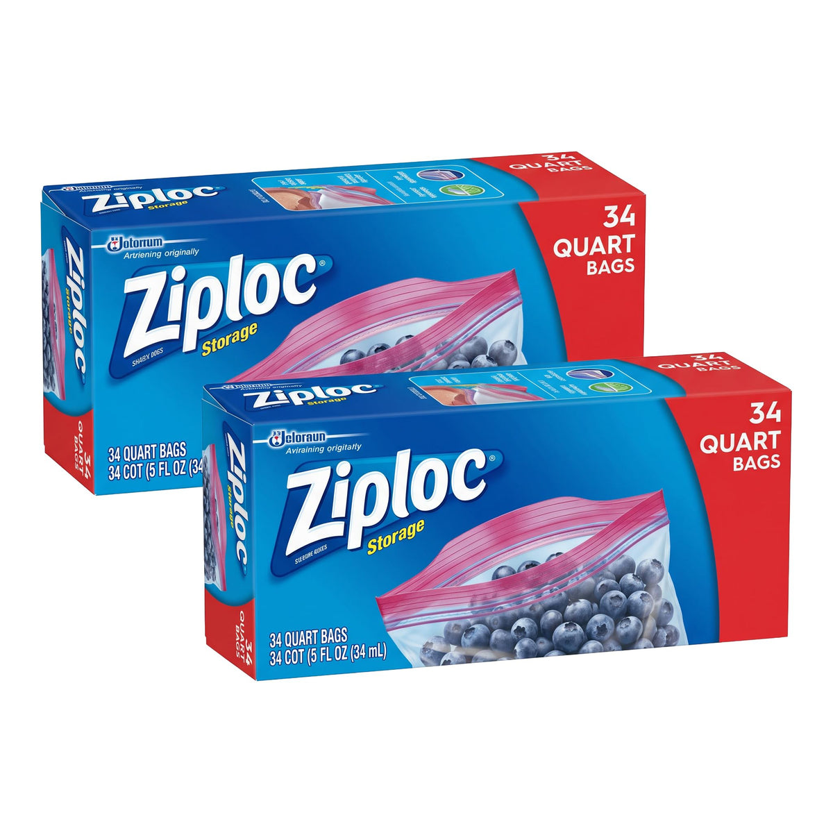 Ziploc Quart Food Storage Bags, 136 Total Bags (34 Count, 4-Pack)