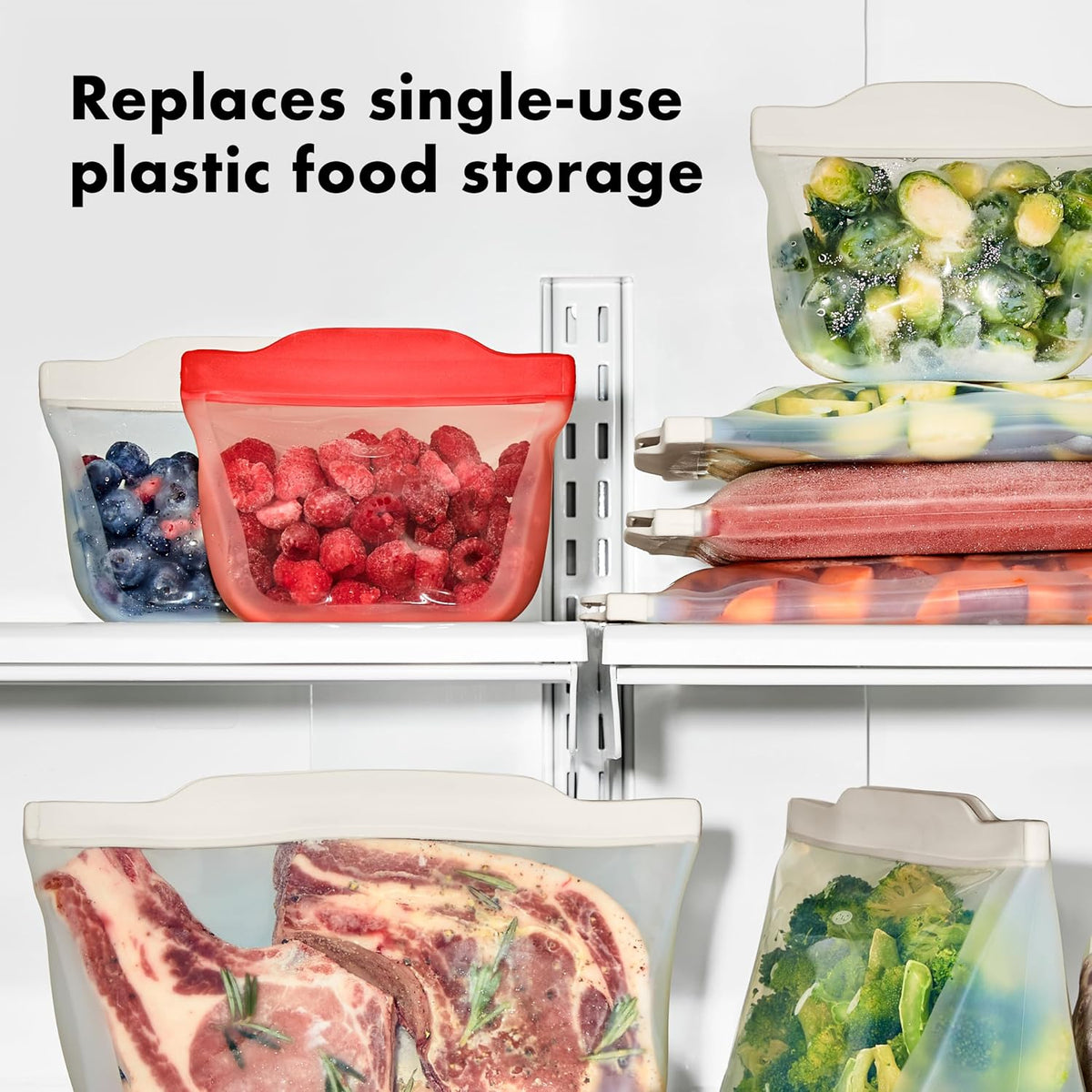 OXO Good Grips Silicone Reusable Bag - Stand-Up Quart (32 oz), Oat